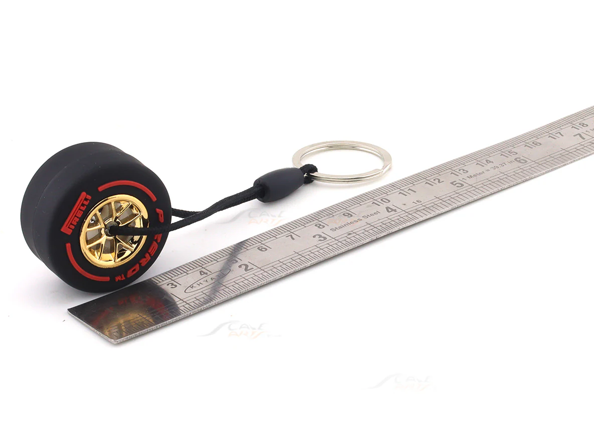 Formula One F1 Tire P-Zero Pirelli with rim light pink keyring / keychain - Image 2