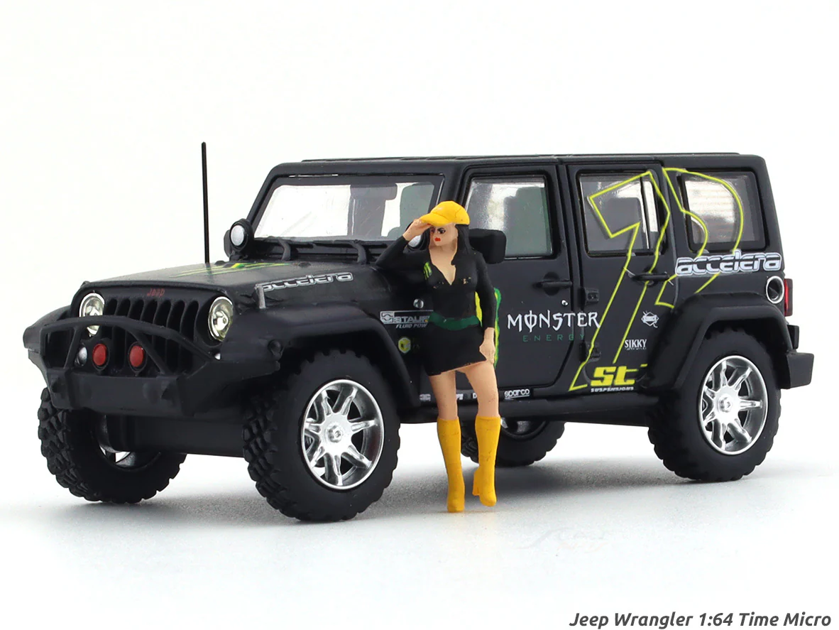 Jeep Wrangler Monster with figure 1:64 Time Micro diecast scale model car