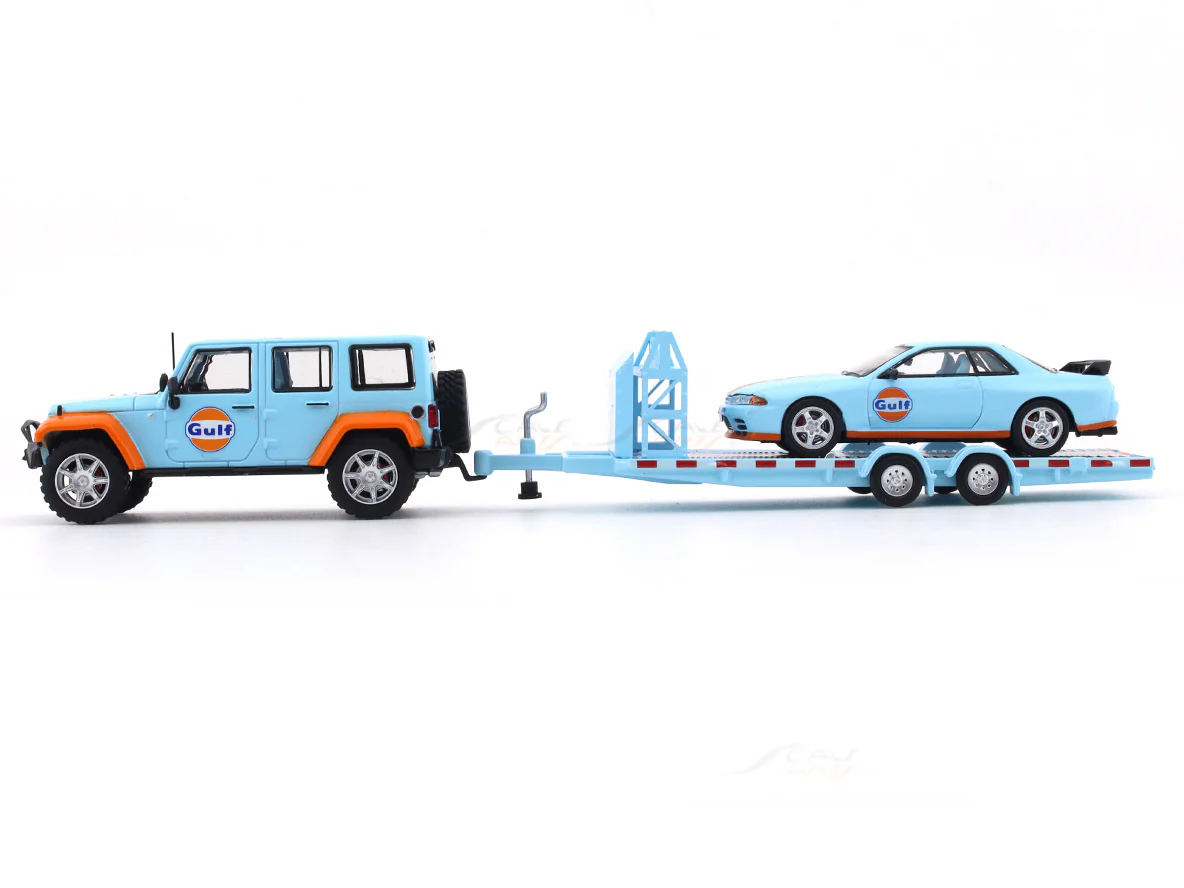 Jeep Wrangler + Nissan Skyline GT-R R32 + Trailer 1:64 Time Micro diecast scale model - Image 2