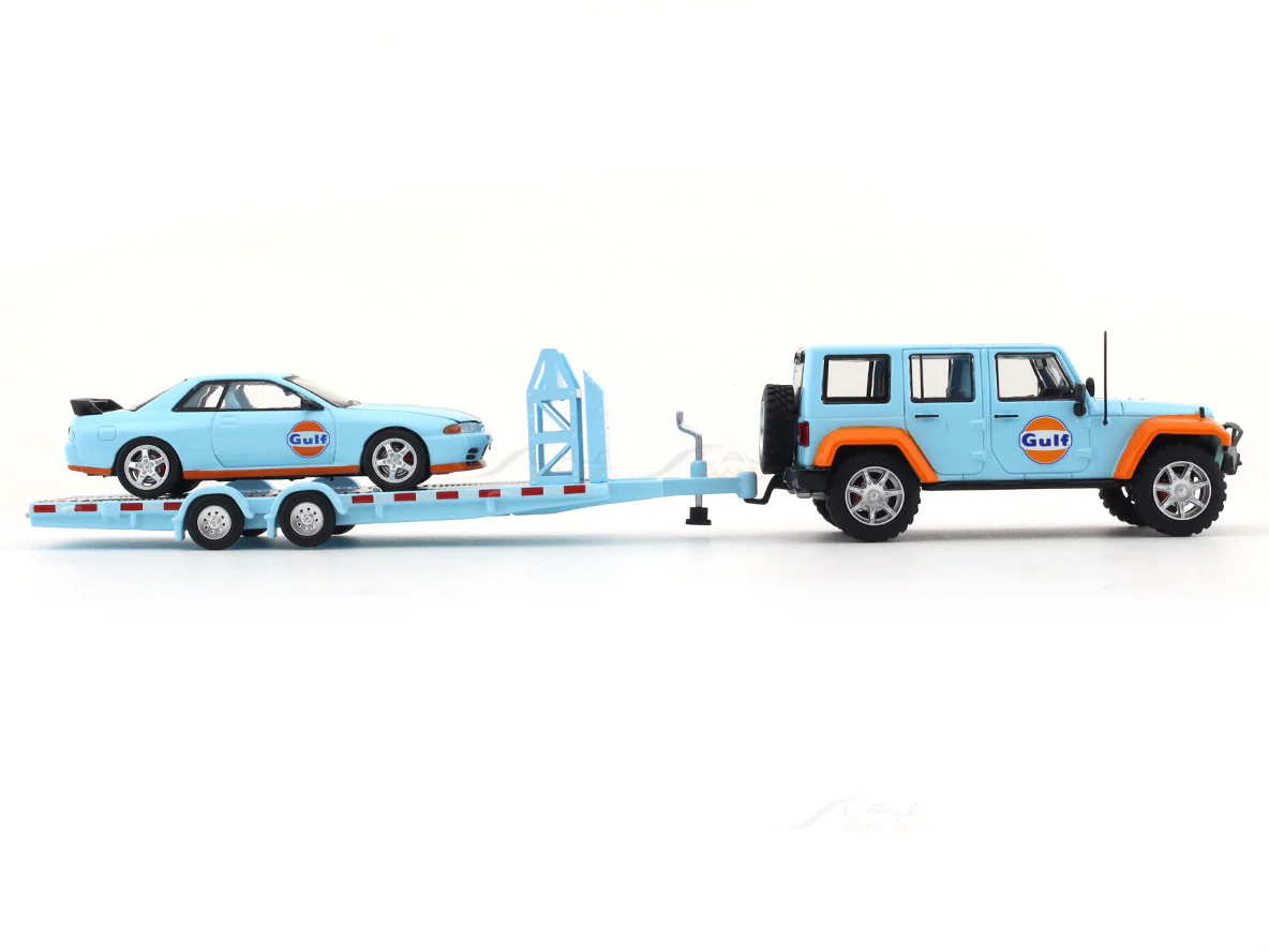 Jeep Wrangler + Nissan Skyline GT-R R32 + Trailer 1:64 Time Micro diecast scale model - Image 5