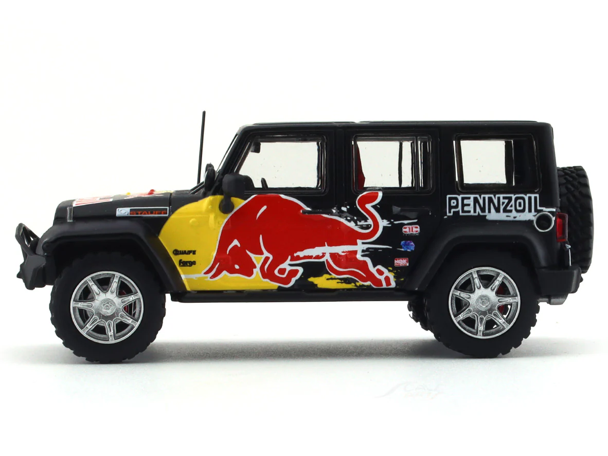 Jeep Wrangler Redbull with figure 1:64 Time Micro diecast scale model car - Image 3