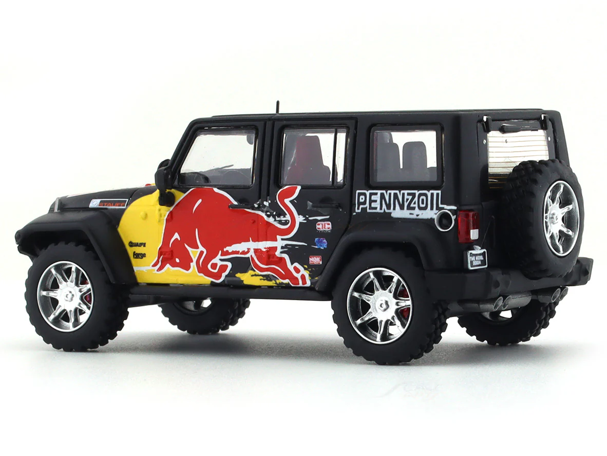 Jeep Wrangler Redbull with figure 1:64 Time Micro diecast scale model car - Image 4