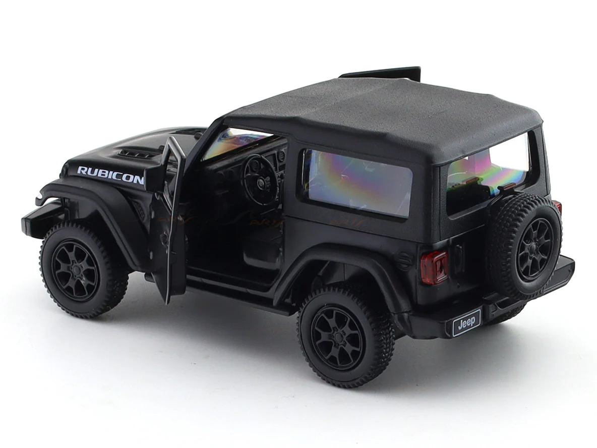 Jeep Wrangler Rubicon 2dr matte black 1:33-42 RMZ City licensed pull back car scale model - Image 10