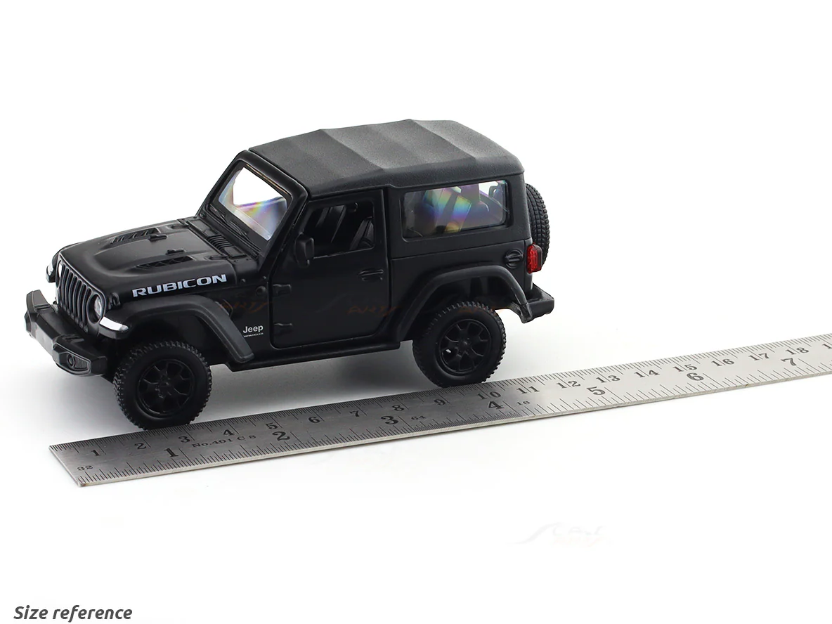 Jeep Wrangler Rubicon 2dr matte black 1:33-42 RMZ City licensed pull back car scale model - Image 11