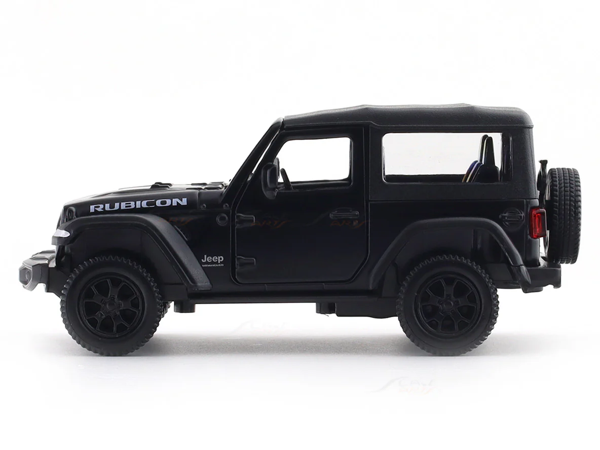 Jeep Wrangler Rubicon 2dr matte black 1:33-42 RMZ City licensed pull back car scale model - Image 2