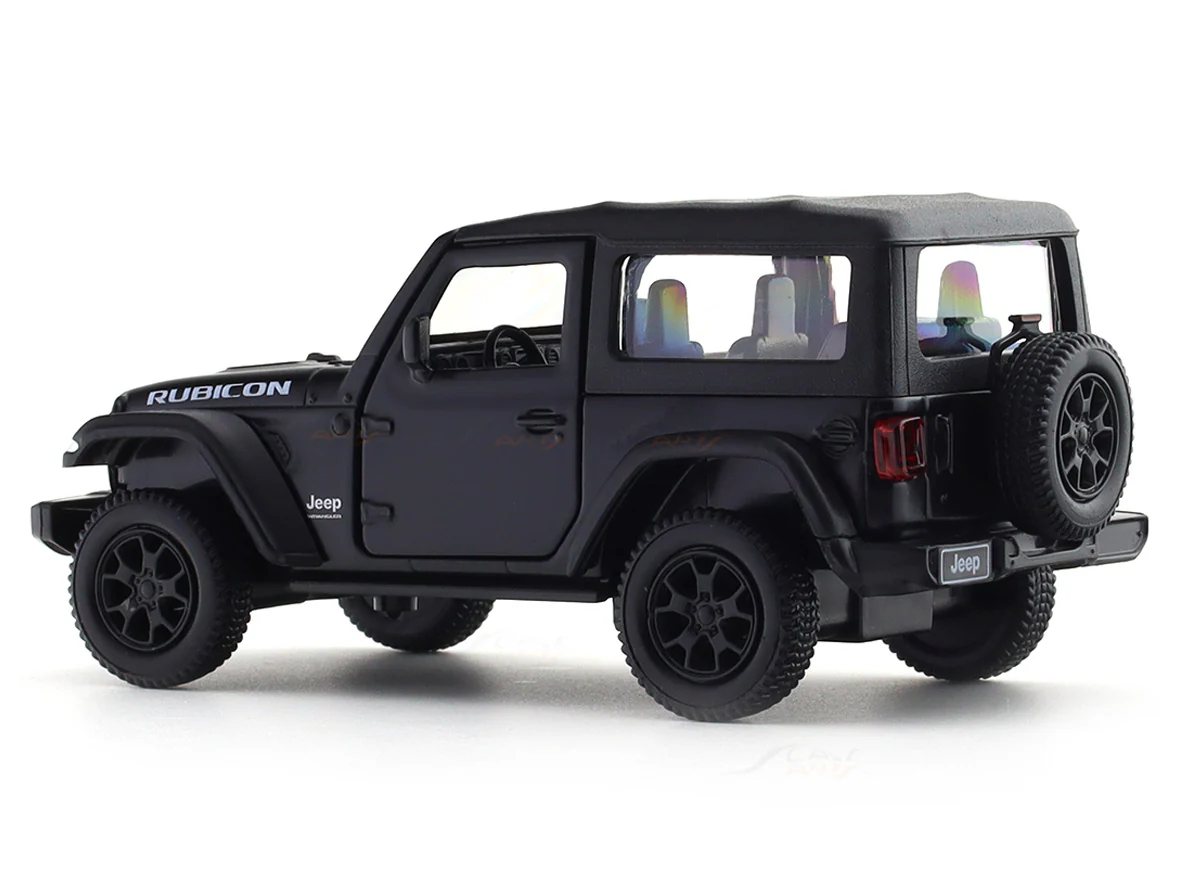 Jeep Wrangler Rubicon 2dr matte black 1:33-42 RMZ City licensed pull back car scale model - Image 3