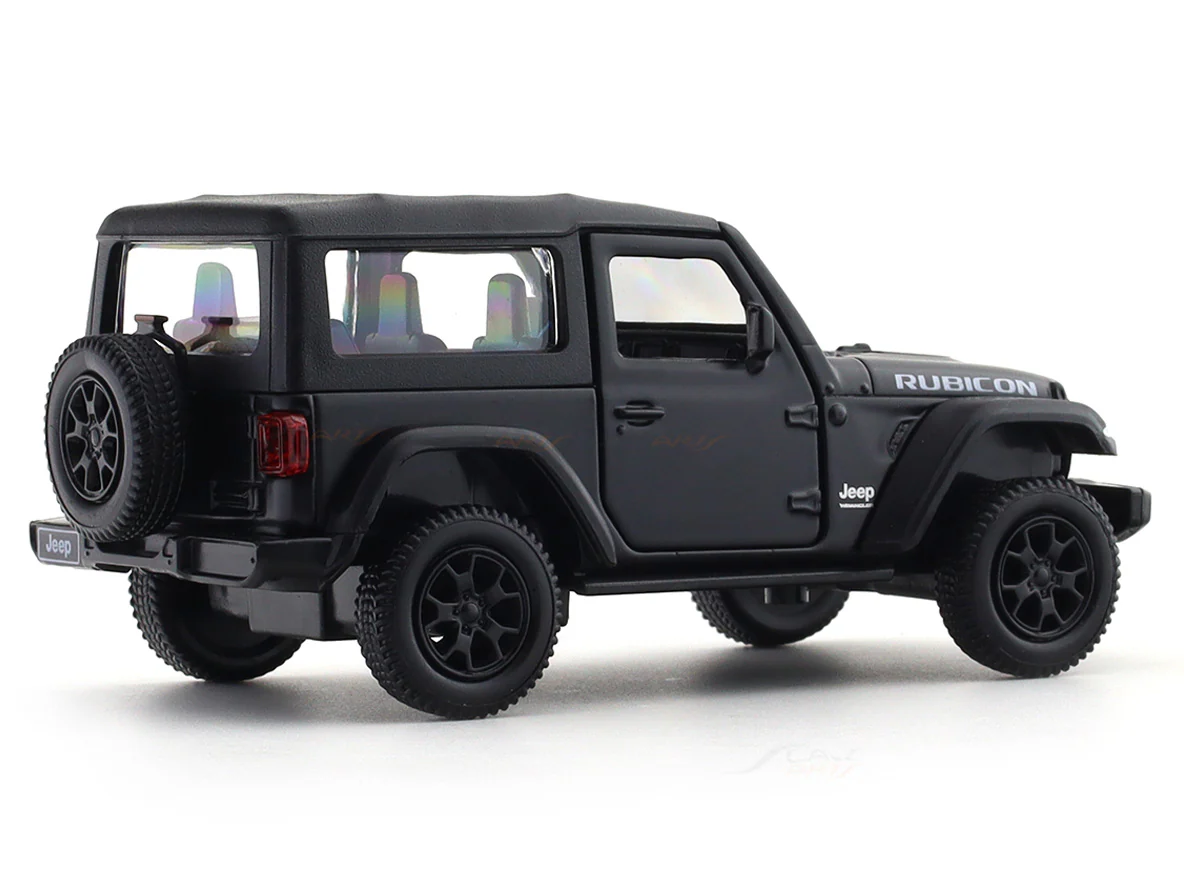 Jeep Wrangler Rubicon 2dr matte black 1:33-42 RMZ City licensed pull back car scale model - Image 4
