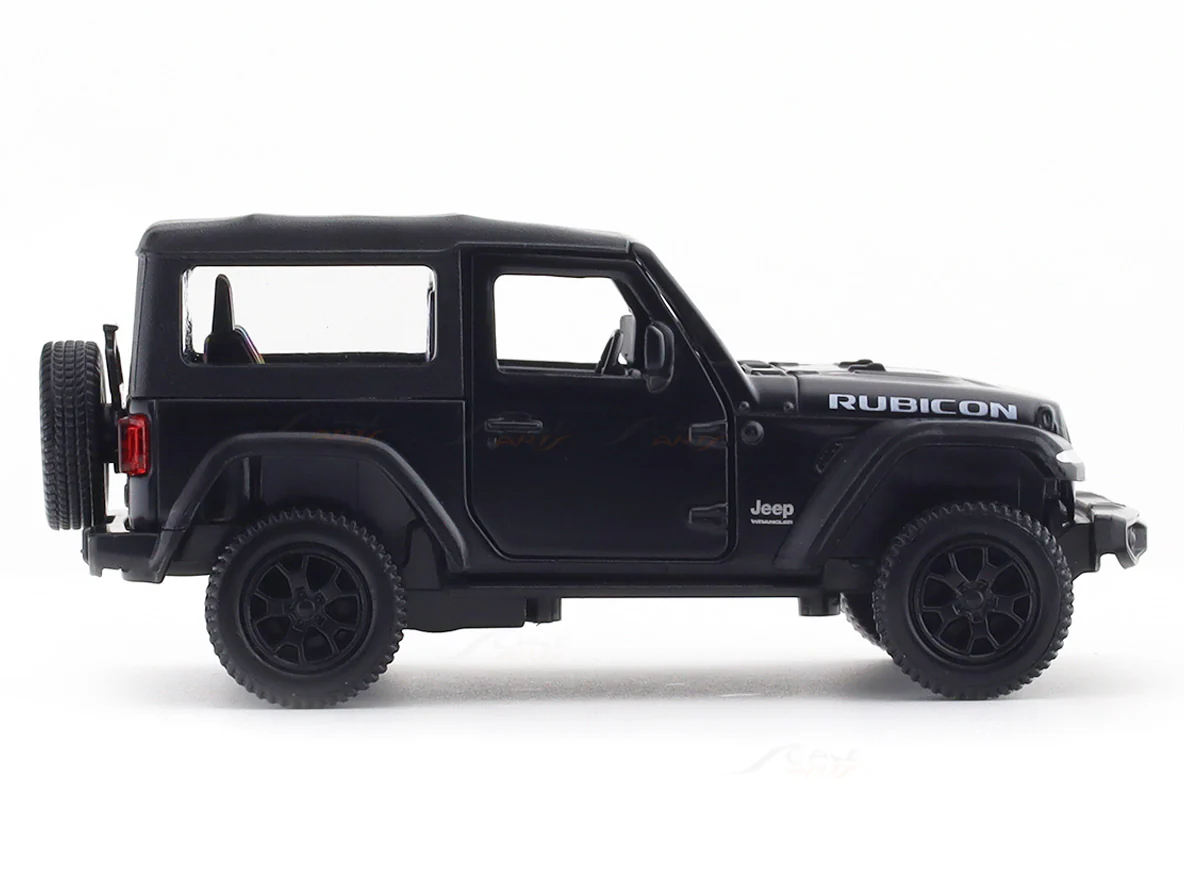 Jeep Wrangler Rubicon 2dr matte black 1:33-42 RMZ City licensed pull back car scale model - Image 5