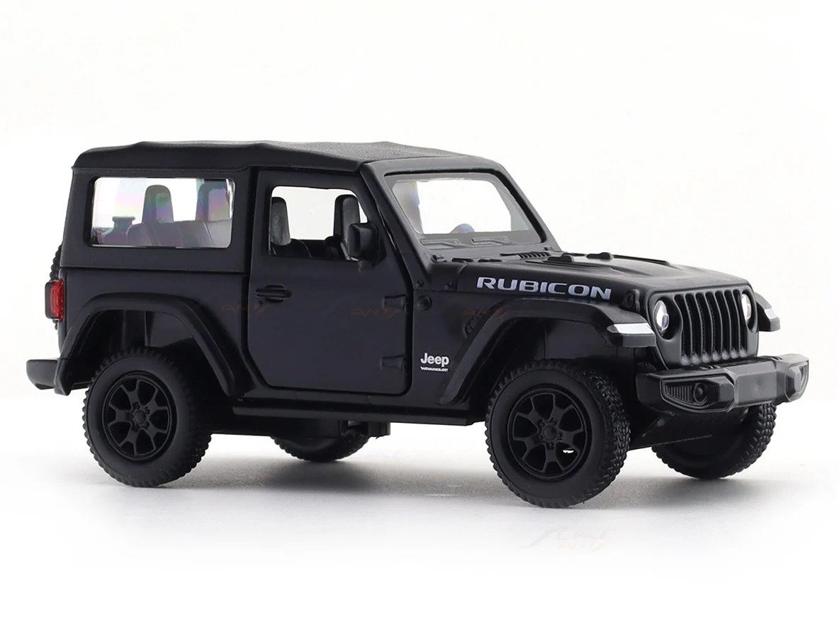 Jeep Wrangler Rubicon 2dr matte black 1:33-42 RMZ City licensed pull back car scale model - Image 6