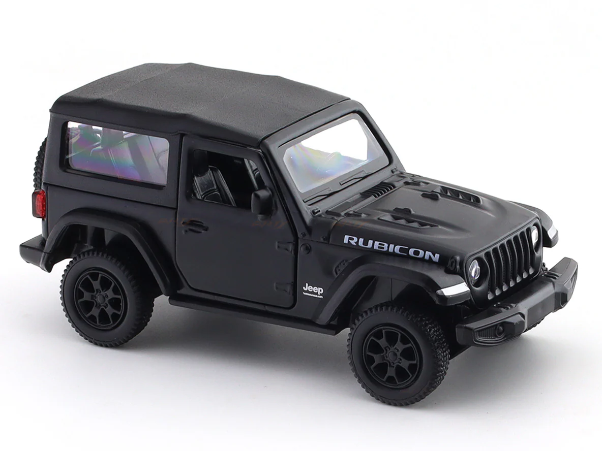 Jeep Wrangler Rubicon 2dr matte black 1:33-42 RMZ City licensed pull back car scale model - Image 7