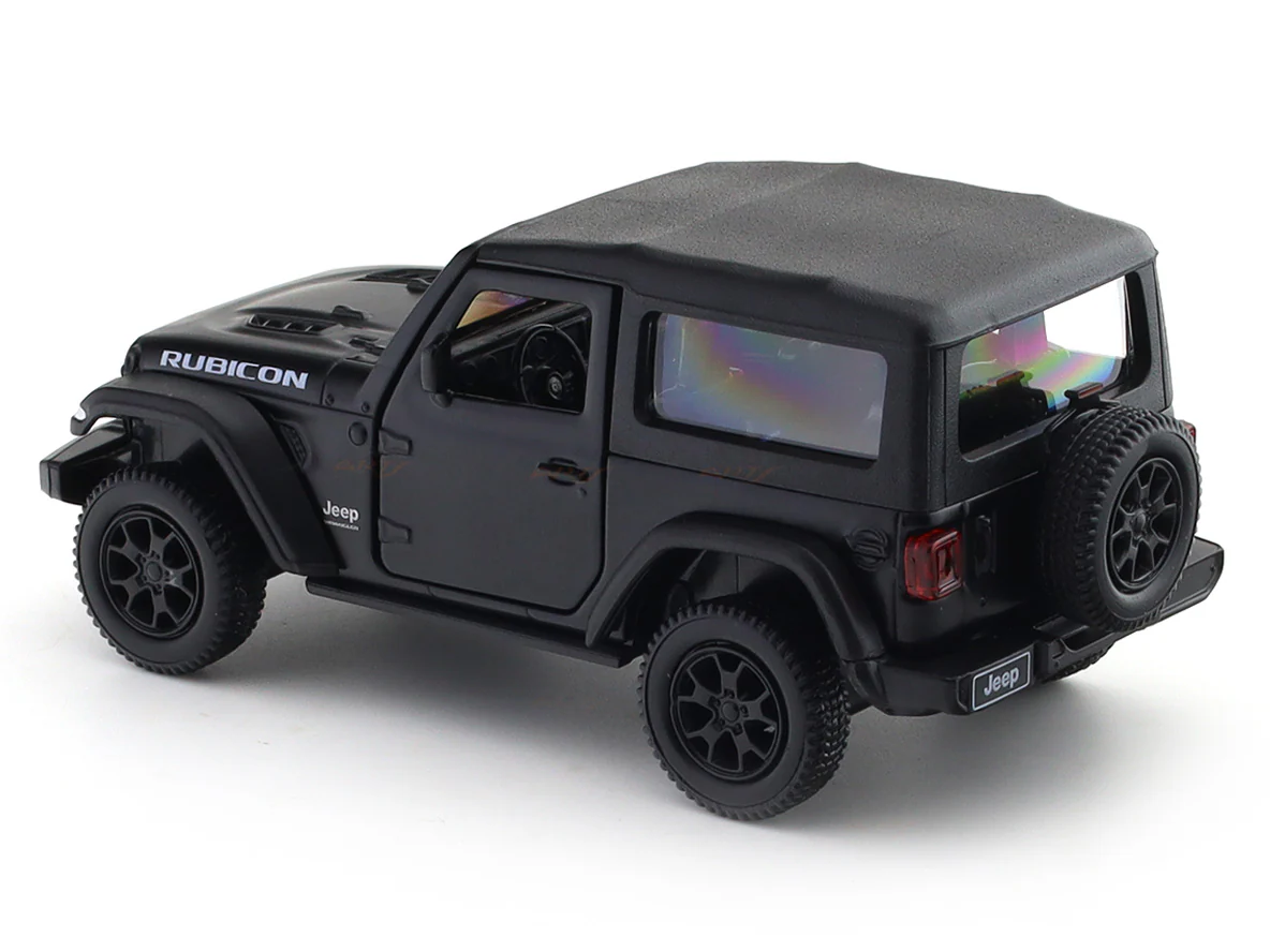 Jeep Wrangler Rubicon 2dr matte black 1:33-42 RMZ City licensed pull back car scale model - Image 8