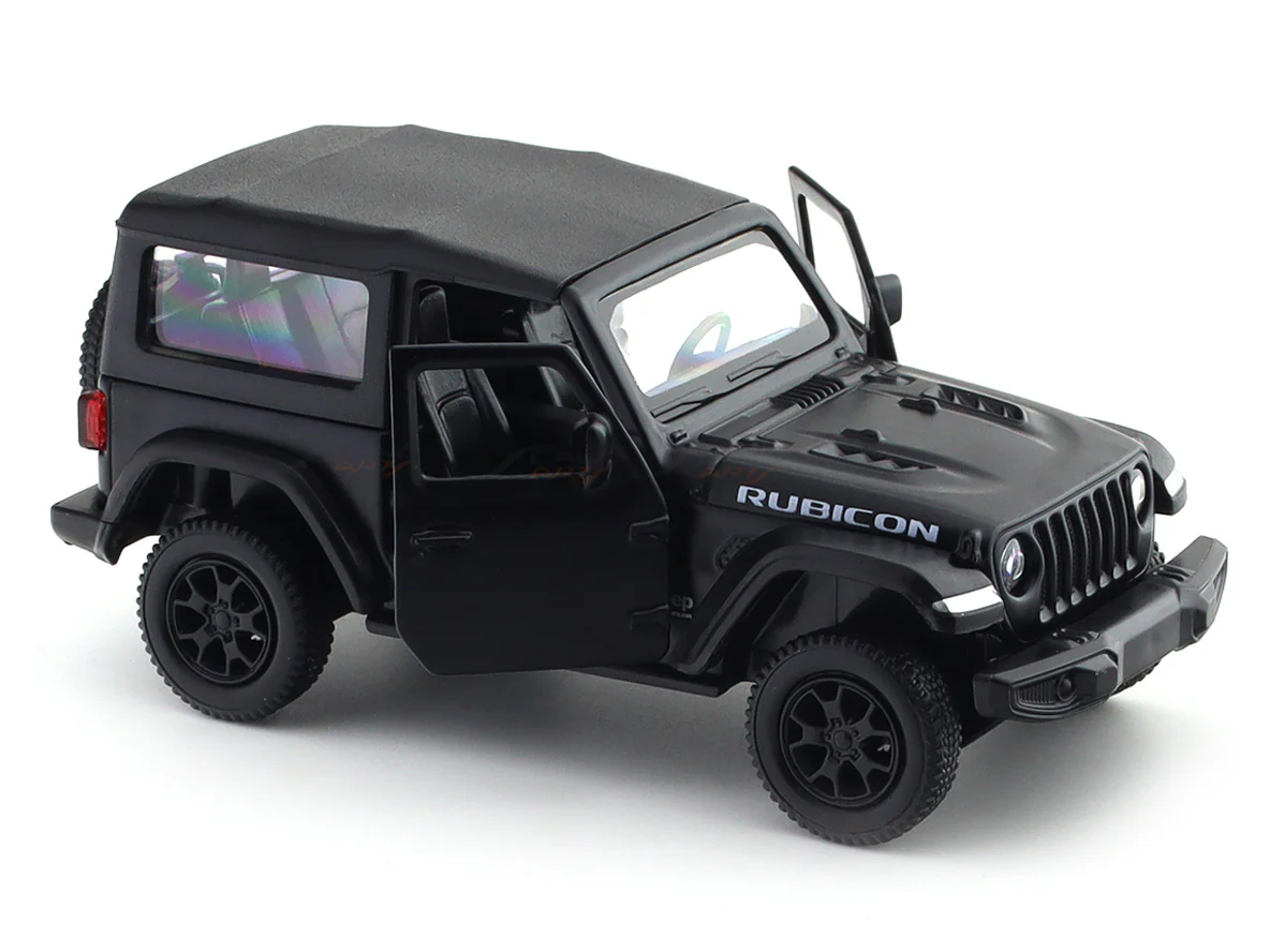 Jeep Wrangler Rubicon 2dr matte black 1:33-42 RMZ City licensed pull back car scale model - Image 9