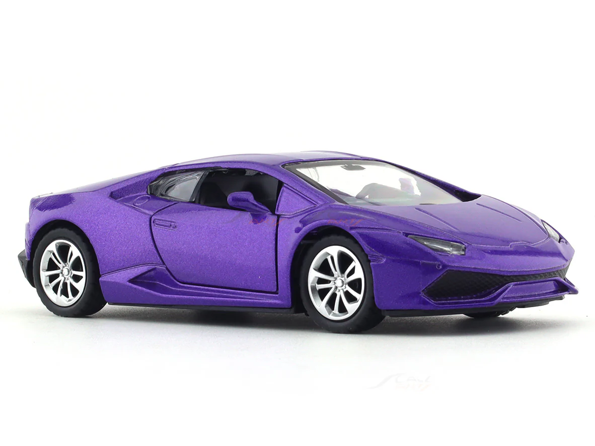 Lamborghini like purple pull back alloy car - Image 6