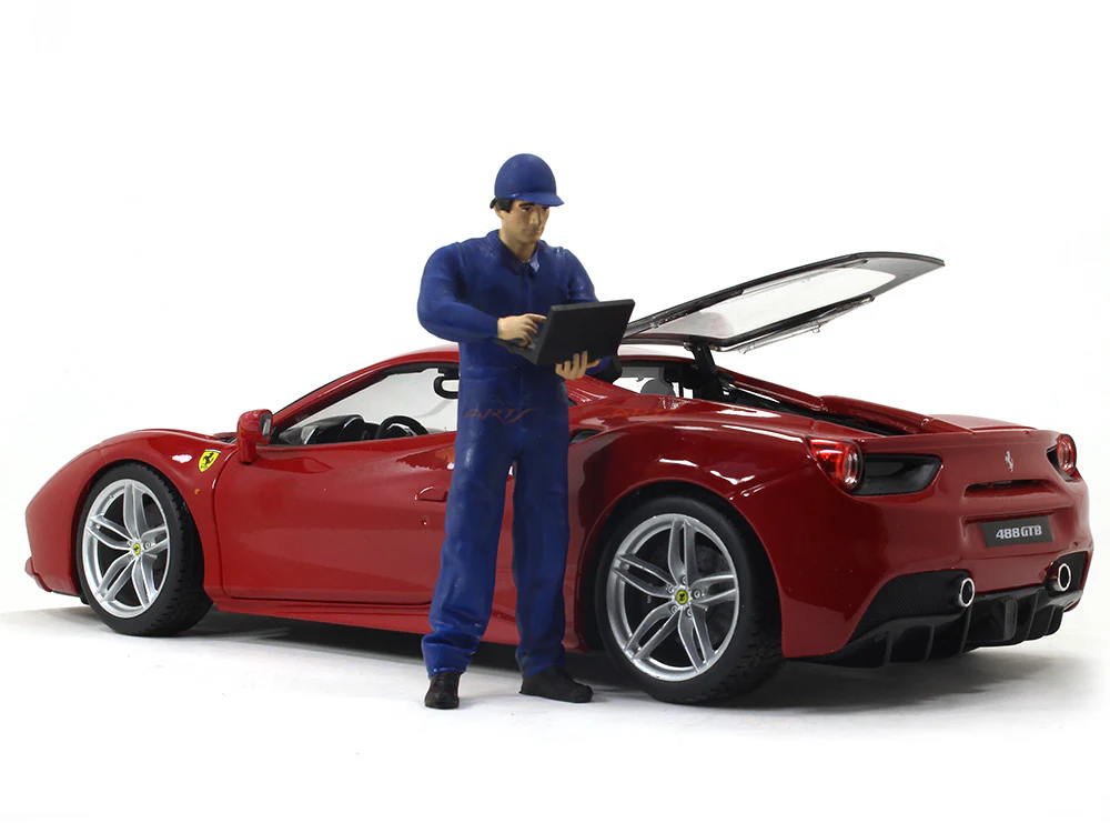 Mechanic Tuning engine with laptop 1:18 Scale Arts In scale model figure / accessories - Image 5