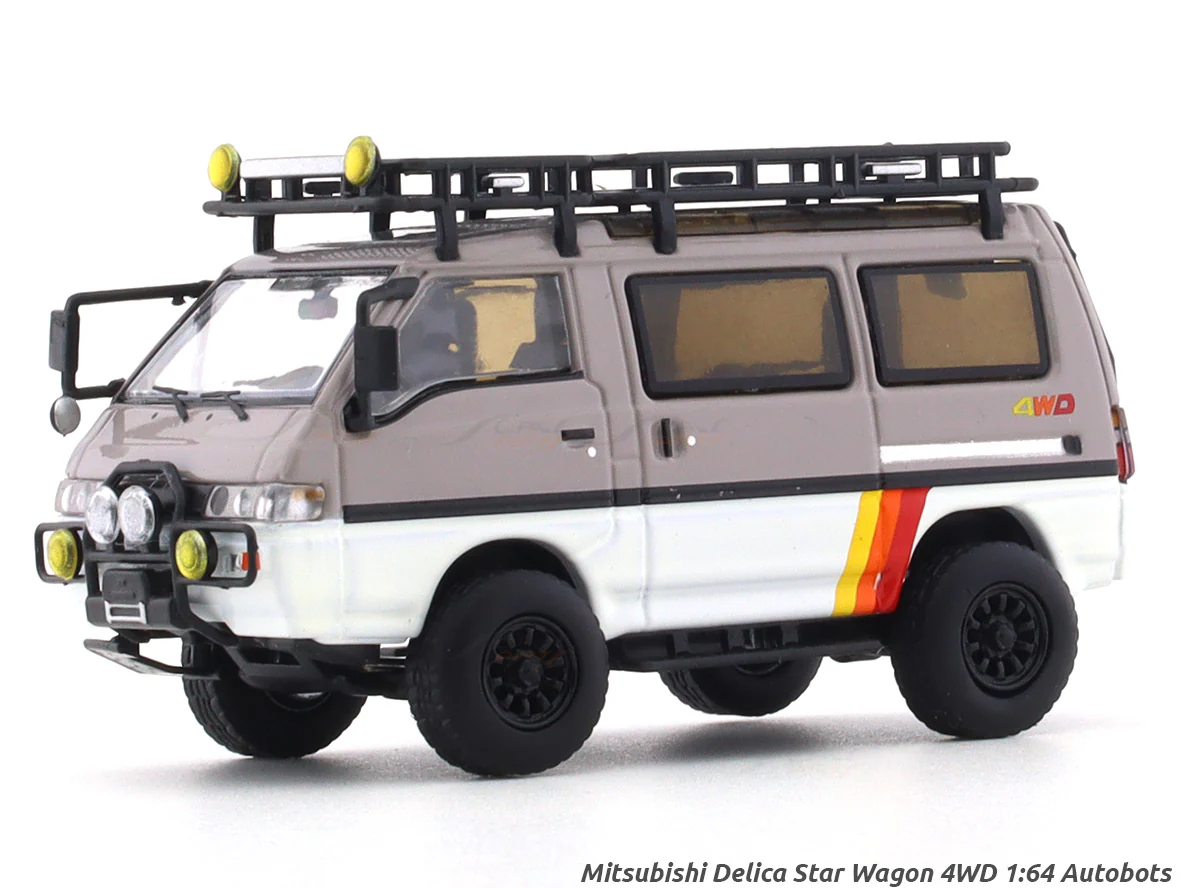 Mitsubishi Delica Star Wagon 4WD brown white 1:64 Autobots Model diecast scale model van - Image 2