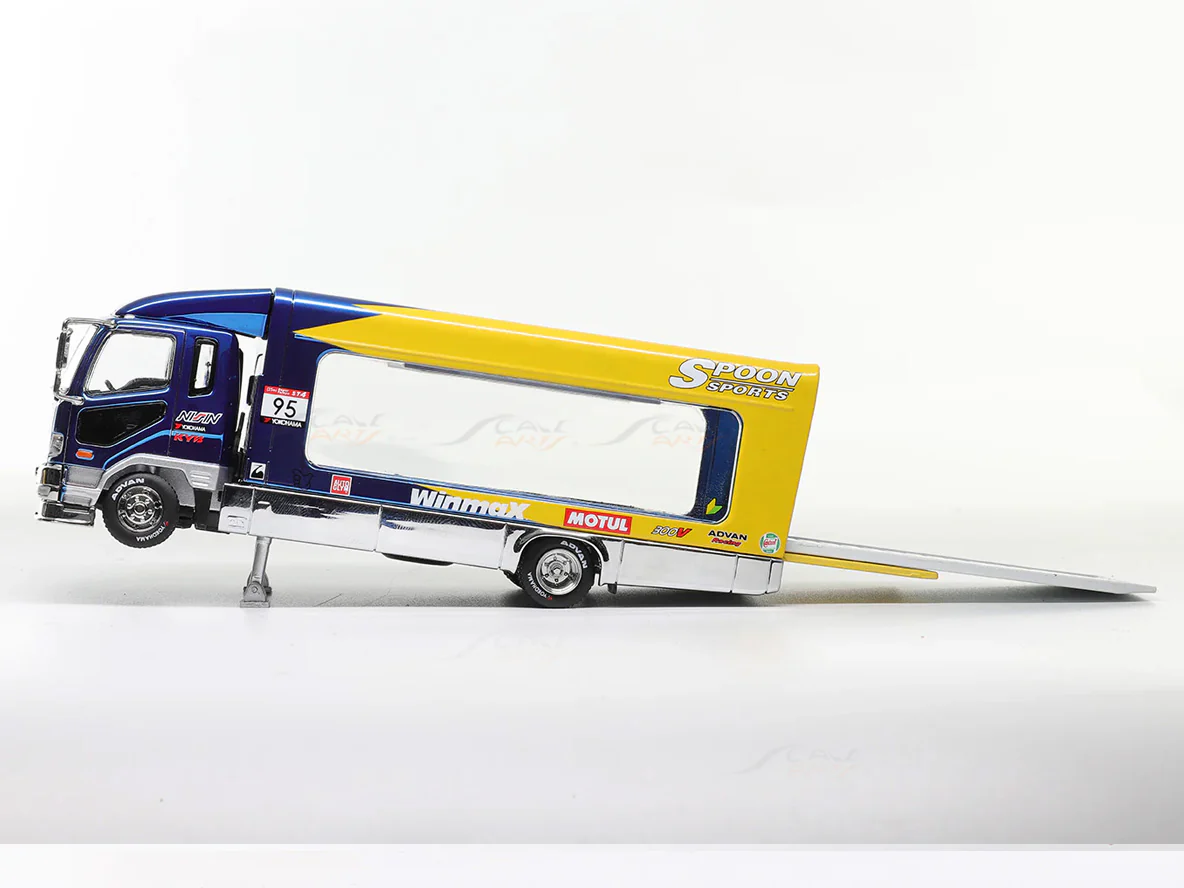 Mitsubishi Fuso Fighter 1024 SPOON Chrome Blue 1:64 Shadow Pro Diecast Truck collectible - Image 3