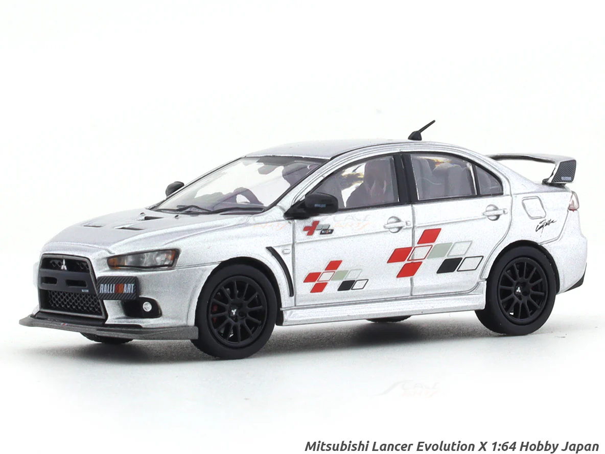 Mitsubishi Lancer Evolution X silver 1:64 Hobby Japan diecast scale model miniature car