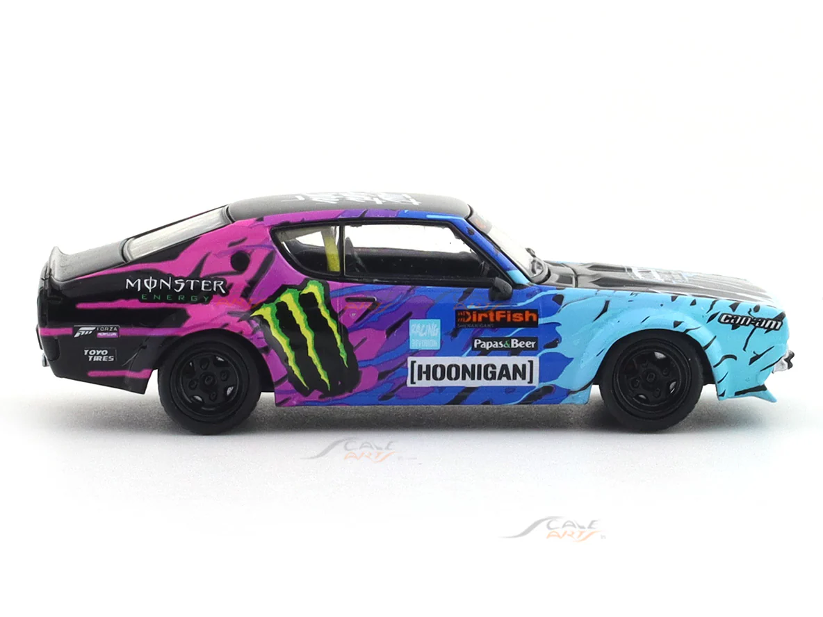 Nissan Skyline GT-R II KPGC110 Hoonigan with figure 1:64 Time Micro Diecast Scale Model Car Miniature - Image 7
