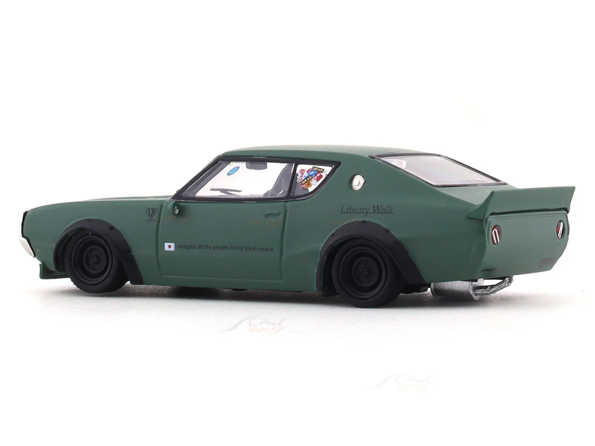 Nissan Skyline GT-R II KPGC110 LB Kenmeri Works matte Green 1:64 Zoom diecast scale model car - Image 3
