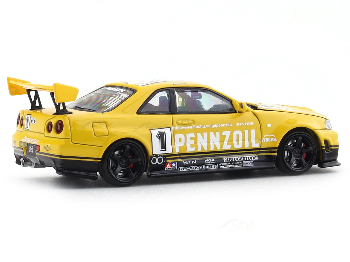 Nissan Skyline GT-R R34 Pennzoil 1:64 Time Micro Diecast Scale Model Car Miniature - Image 4