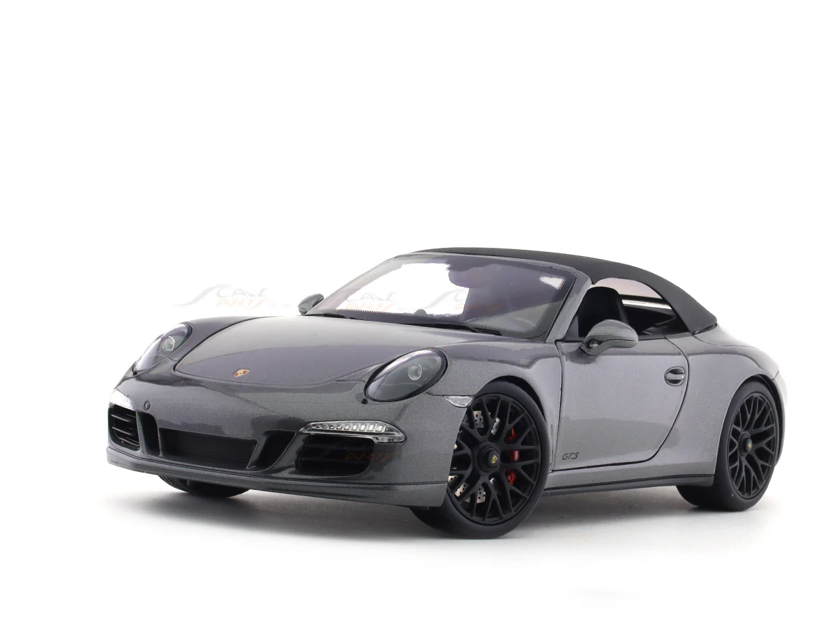 Porsche 911 991 Carrera GTS Cabriolet grey 1:18 Schuco diecast Scale Model car - Image 4