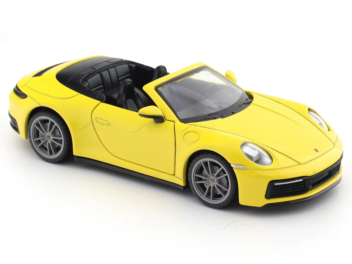 Porsche 911 Carrera Cabriolet Yellow 1:32 MSZ licensed pullback diecast Scale Model car collectible - Image 7