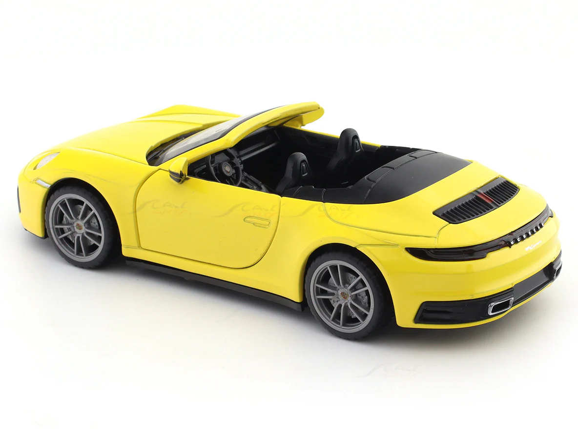 Porsche 911 Carrera Cabriolet Yellow 1:32 MSZ licensed pullback diecast Scale Model car collectible - Image 8