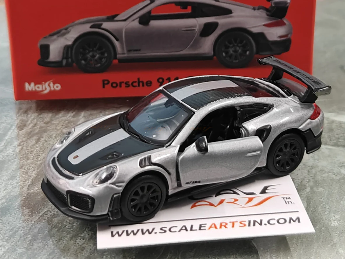Porsche 911 GT2 RS Silver 1:64 Maisto licensed diecast scale model car - Image 2