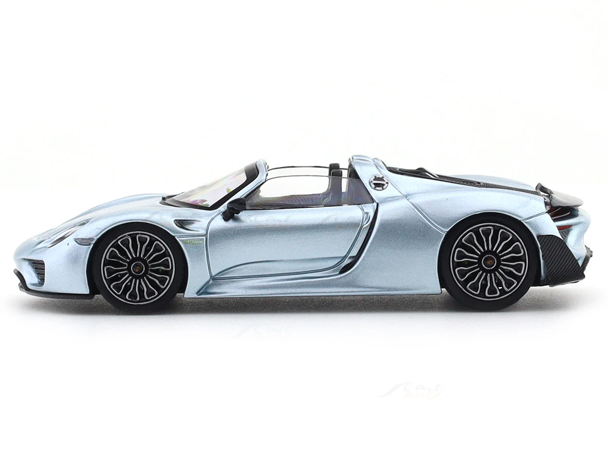 Porsche 918 Spyder with figure Bluish Silver 1:64 Time Micro Diecast Scale Model Car Collectible - Image 5