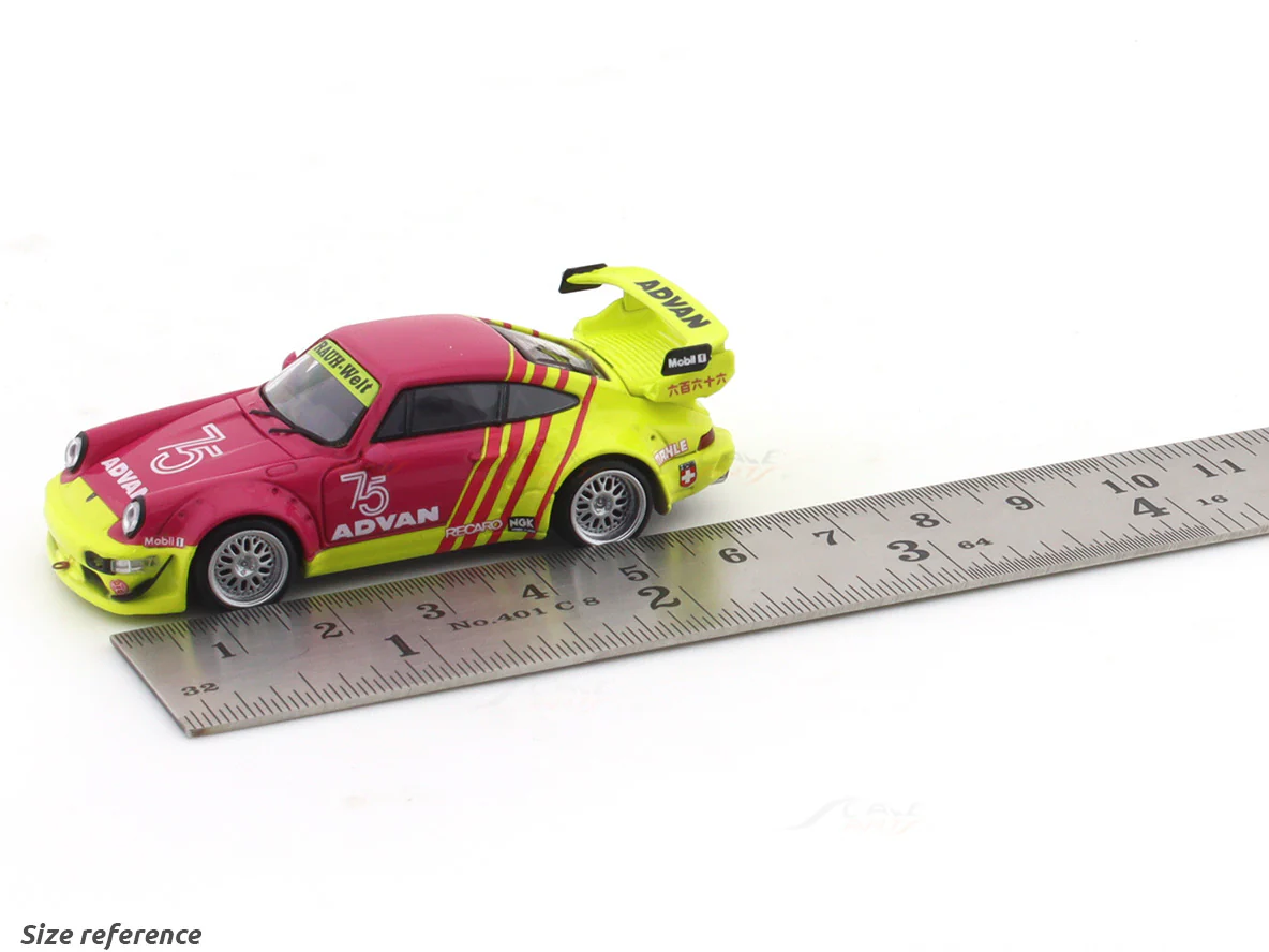 Porsche 964 RWB Advan 75 with figure 1:64 Mini Station diecast scale model car - Image 10