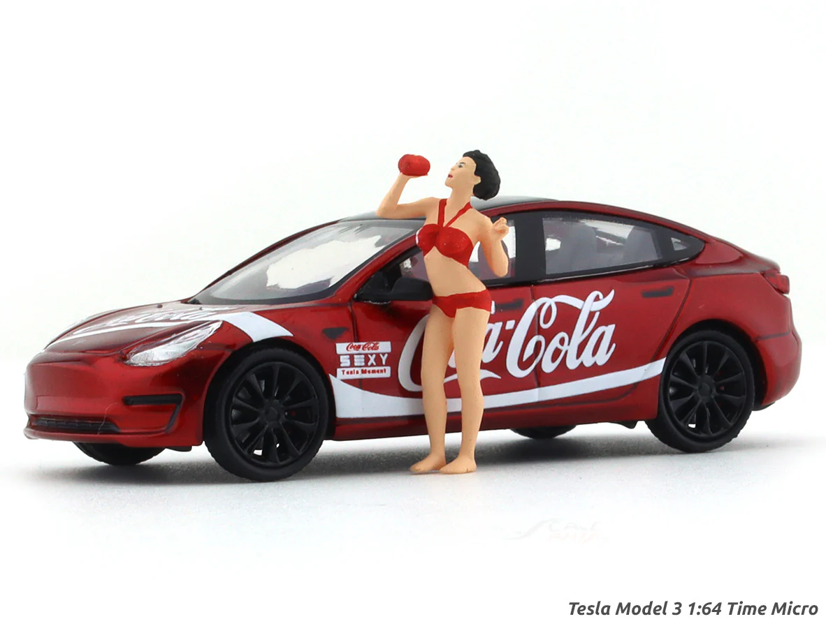 Tesla Model 3 Coca Cola 1:64 Time Micro diecast scale model car