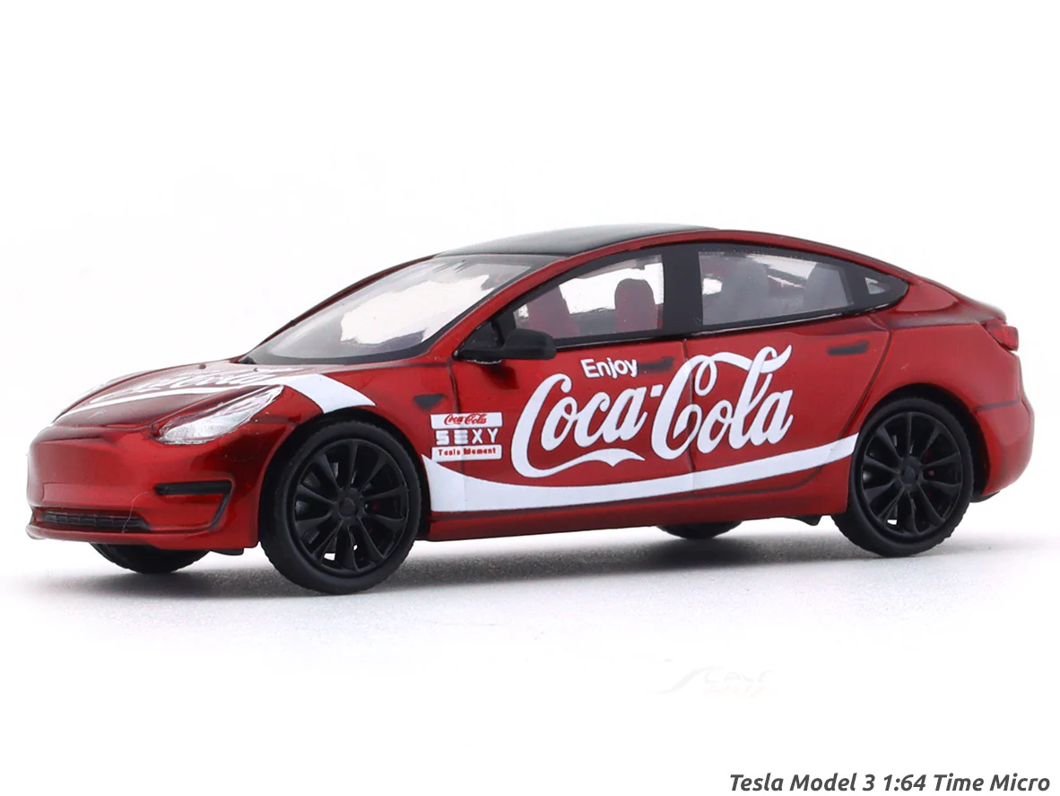 Tesla Model 3 Coca Cola 1:64 Time Micro diecast scale model car - Image 2
