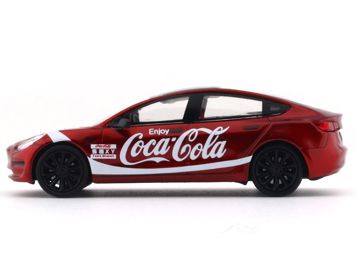Tesla Model 3 Coca Cola 1:64 Time Micro diecast scale model car - Image 3