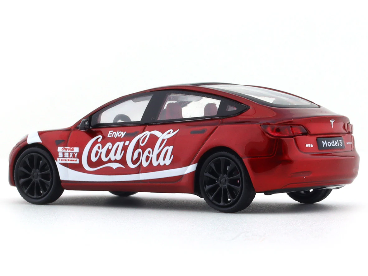 Tesla Model 3 Coca Cola 1:64 Time Micro diecast scale model car - Image 4