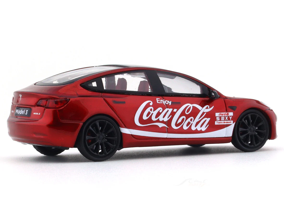 Tesla Model 3 Coca Cola 1:64 Time Micro diecast scale model car - Image 5