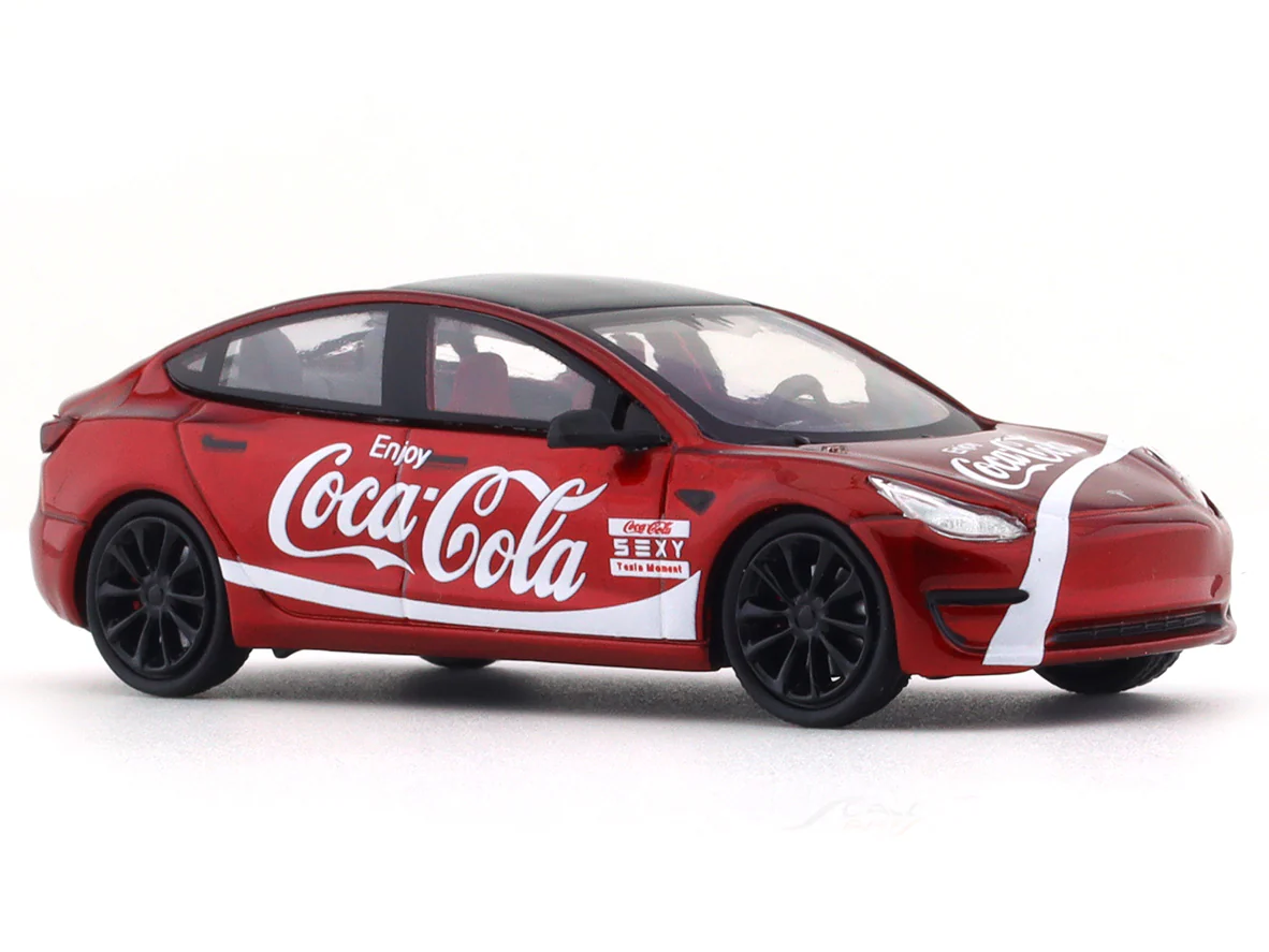Tesla Model 3 Coca Cola 1:64 Time Micro diecast scale model car - Image 7