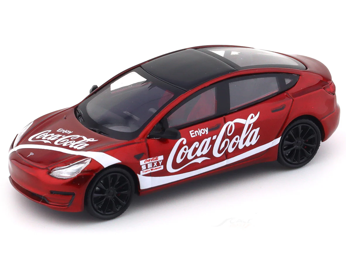 Tesla Model 3 Coca Cola 1:64 Time Micro diecast scale model car - Image 8