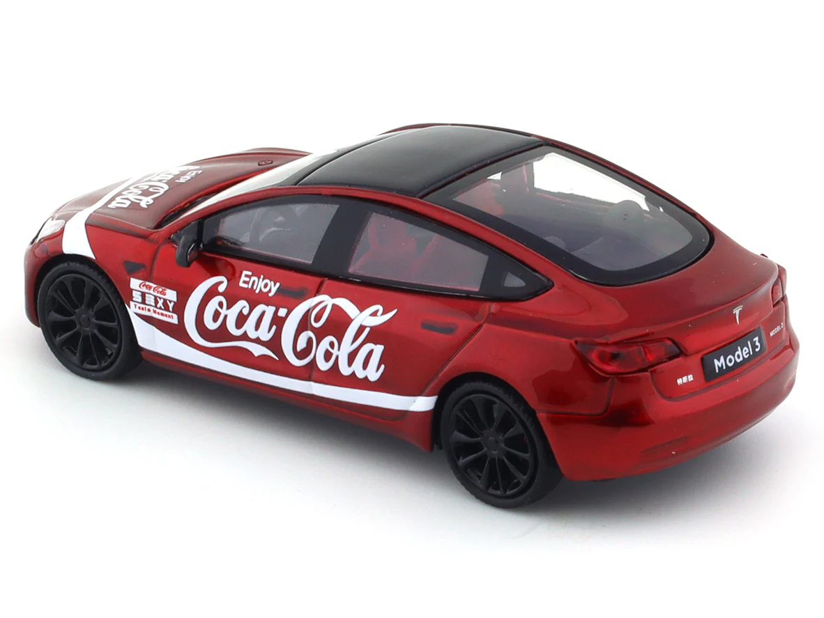 Tesla Model 3 Coca Cola 1:64 Time Micro diecast scale model car - Image 9