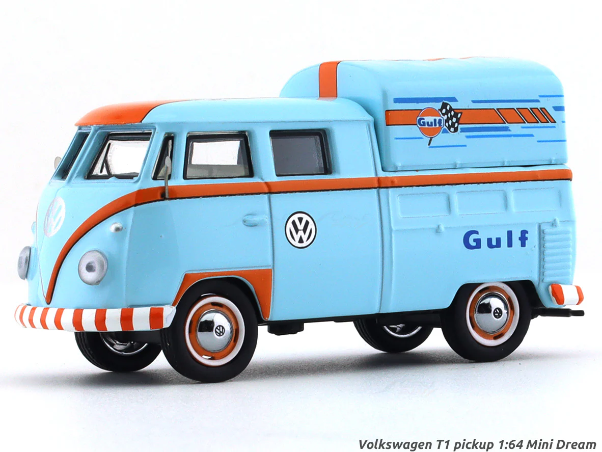 Volkswagen T1 pickup Gulf blue 1:64 Mini Dream diecast scale model collectible