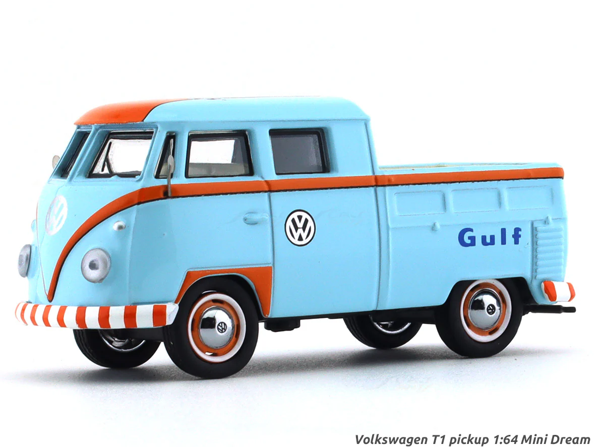 Volkswagen T1 pickup Gulf blue 1:64 Mini Dream diecast scale model collectible - Image 2