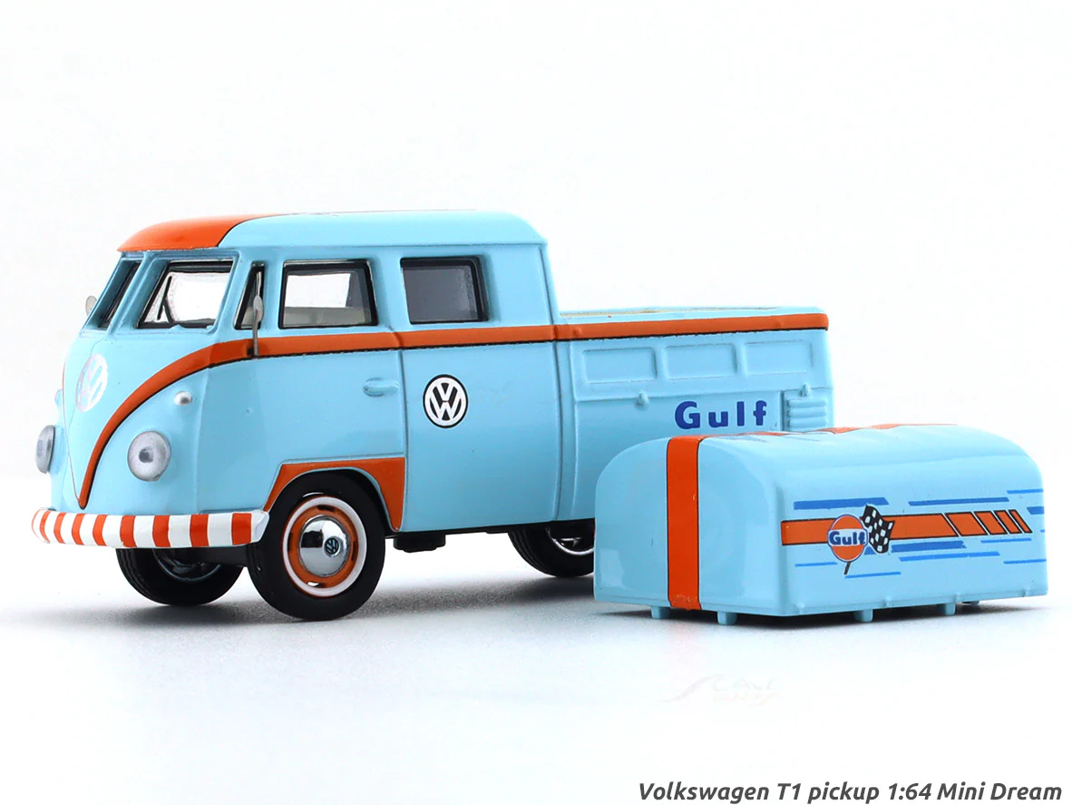 Volkswagen T1 pickup Gulf blue 1:64 Mini Dream diecast scale model collectible - Image 3
