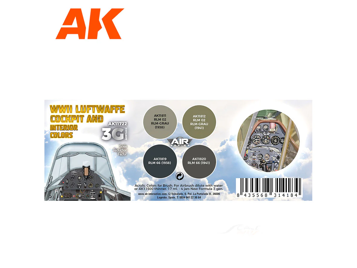 WWII Luftwaffe Cockpit & Interior Colors 17 ml AK Interactive acrylic color AK11722 - Image 2